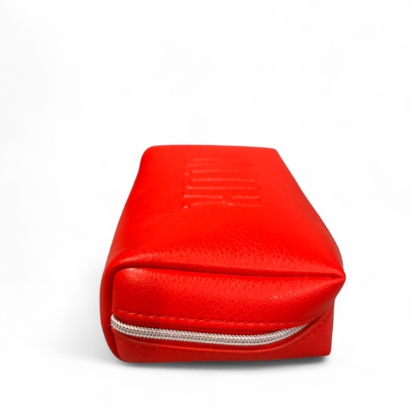 NWT Dior Red Embossed Logo Cosmetic Makeup Pouch Bag w/ Zipper Protector - Picture 5 of 8